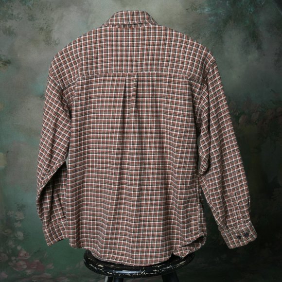 Gap Boys Flannel Button Down Shirt Rust Khaki Brown Ivory 2 Pocket Cozy Soft - Picture 2 of 5